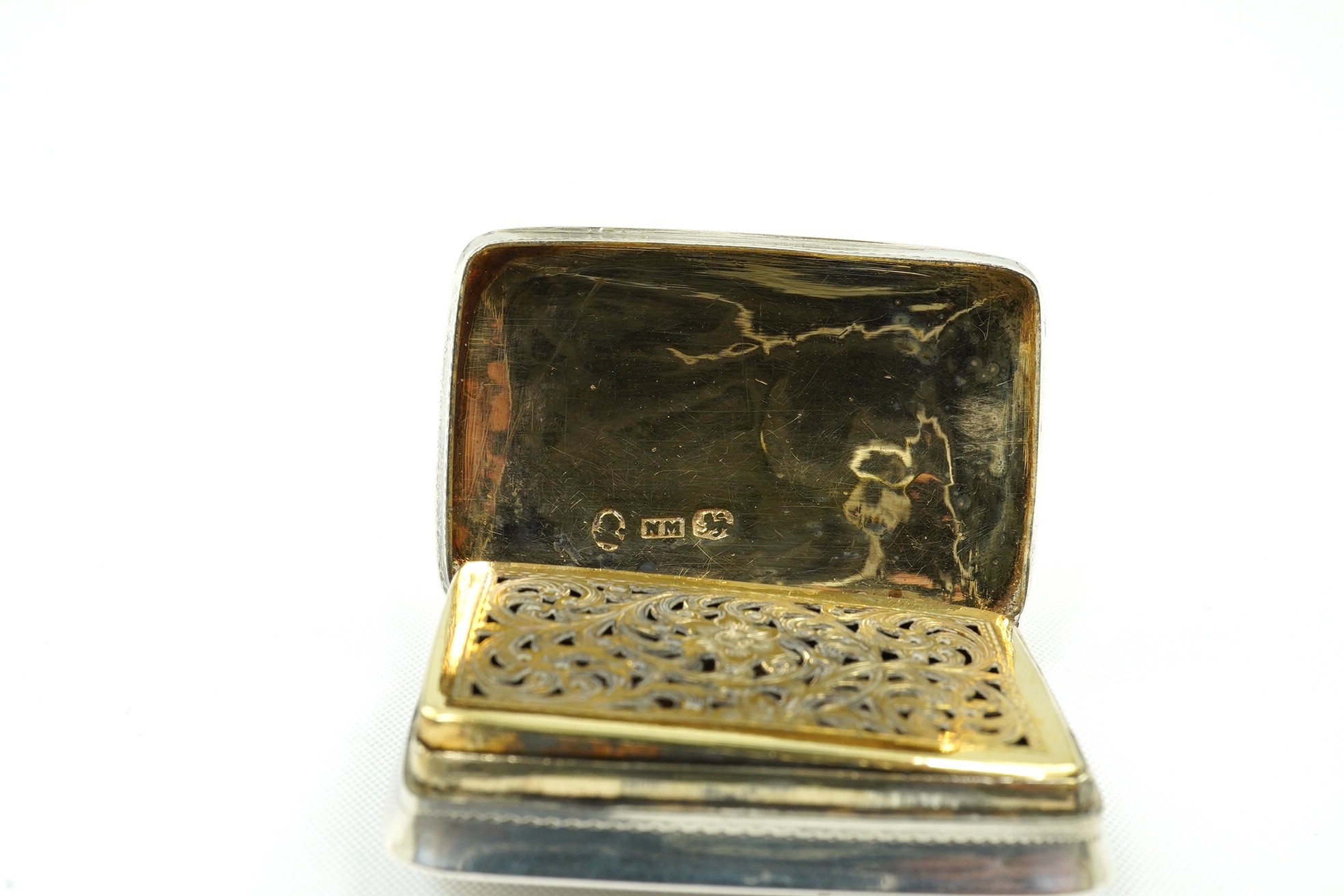 A William IV engraved silver vinaigrette by Nathaniel Mills